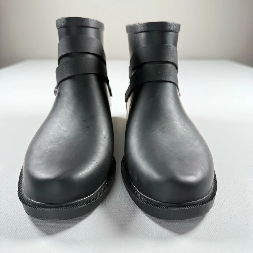 Chooka Midtown Black Strappy Ankle Waterproof Rain Boots Women's‎ Size 11